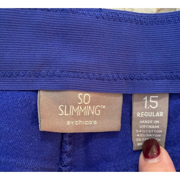 Chico’s So Slimming Womens Bright Blue Size 15R Cropped Pants Pockets - Picture 4 of 7